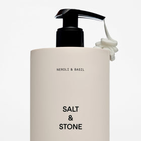 Salt & Stone ingredient highlights with seaweed and niacinamide emphasizing soothing benefit