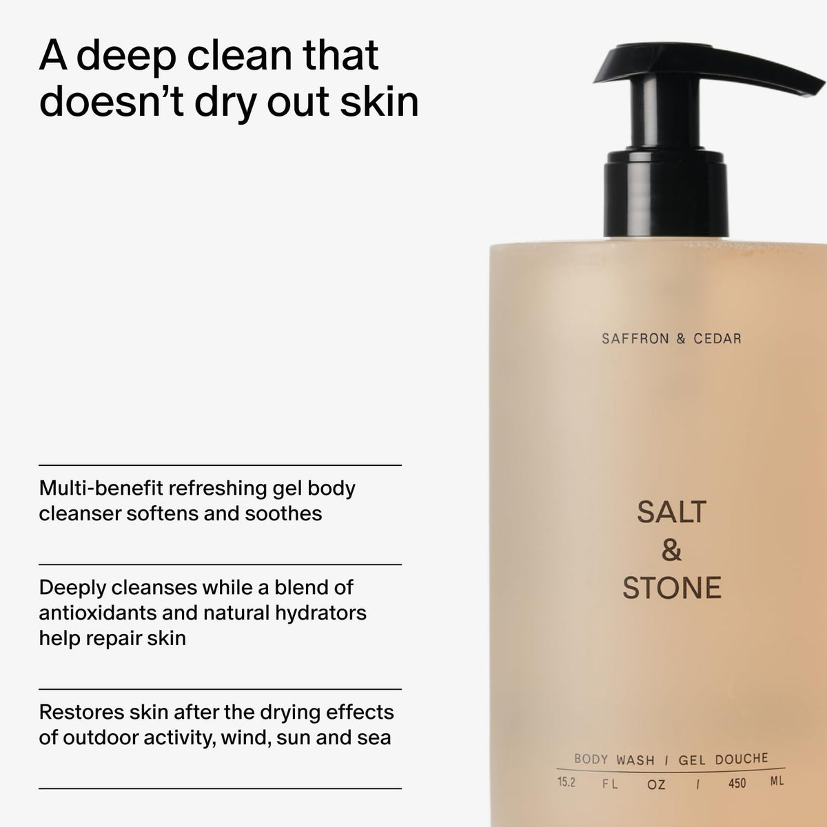 Salt & Stone ingredient label close-up showing antioxidant ingredients