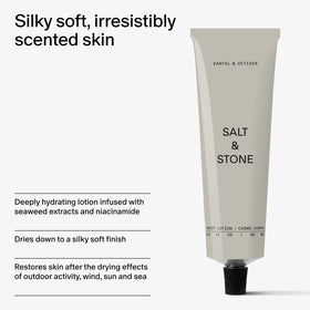 Salt & Stone label close-up showing key ingredients and benefits