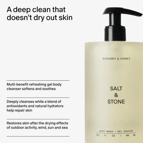 Salt & Stone droplet on hand showing gel texture and easy spreadability benefit
