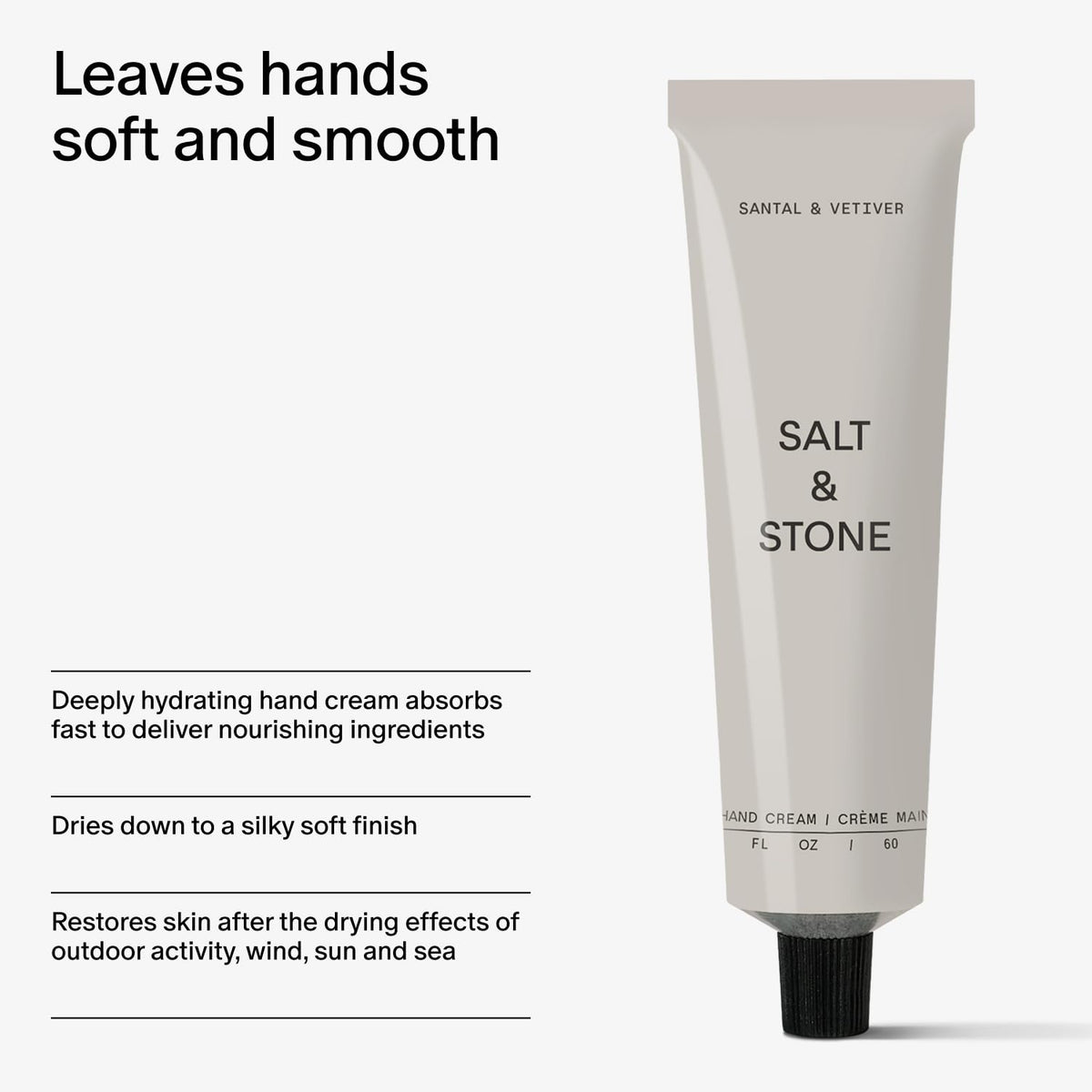 Salt & Stone tube next to everyday items showing travel-ready size benefit