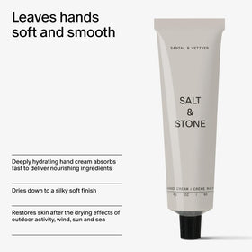 Salt & Stone tube next to everyday items showing travel-ready size benefit