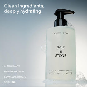 Salt & Stone cleanser texture close-up highlighting creamy gel and hydrating consistency