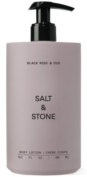 Salt & Stone front pump bottle showing label and easy-dispense action for daily use