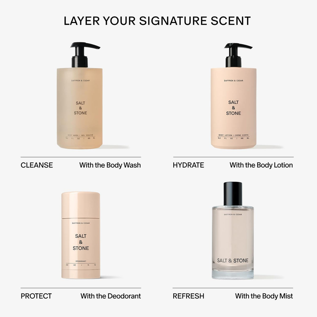 Salt & Stone packaging shot emphasizing refill sustainability and reduced waste
