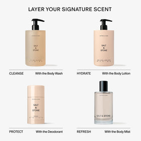 Salt & Stone packaging shot emphasizing refill sustainability and reduced waste