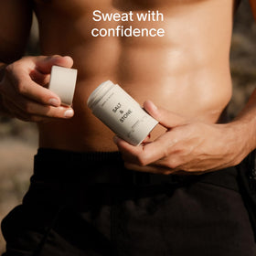 Salt & Stone trio on bathroom counter lifestyle shot conveying everyday freshness benefit