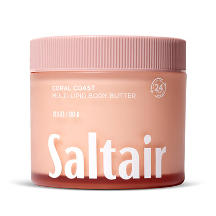 Saltair front jar showing Coral Coast label and hydrating benefit