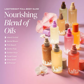Saltair body oil with kukui and moringa illustration showing nourishing oils