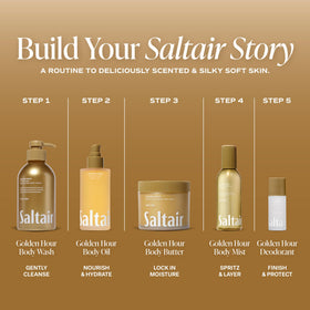 Person using Saltair in shower demonstrating gentle, uplifting cleanse