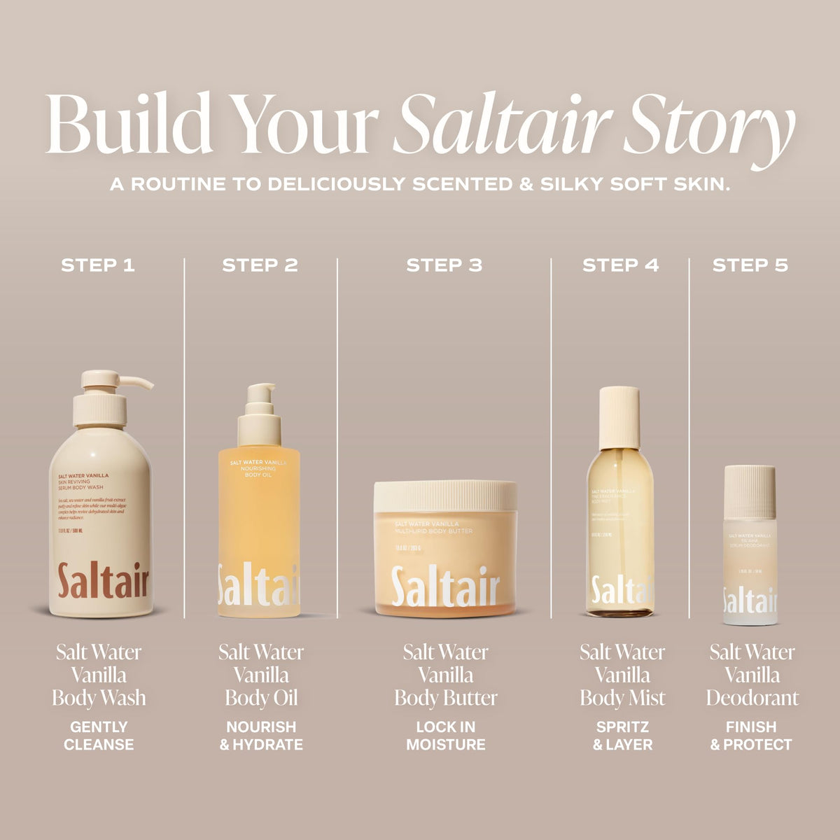Saltair bottle placed on bathroom shelf for accessible daily use