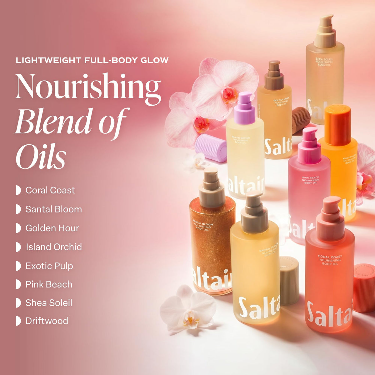 saltair ingredients flatlay with kukui moringa squalane benefits