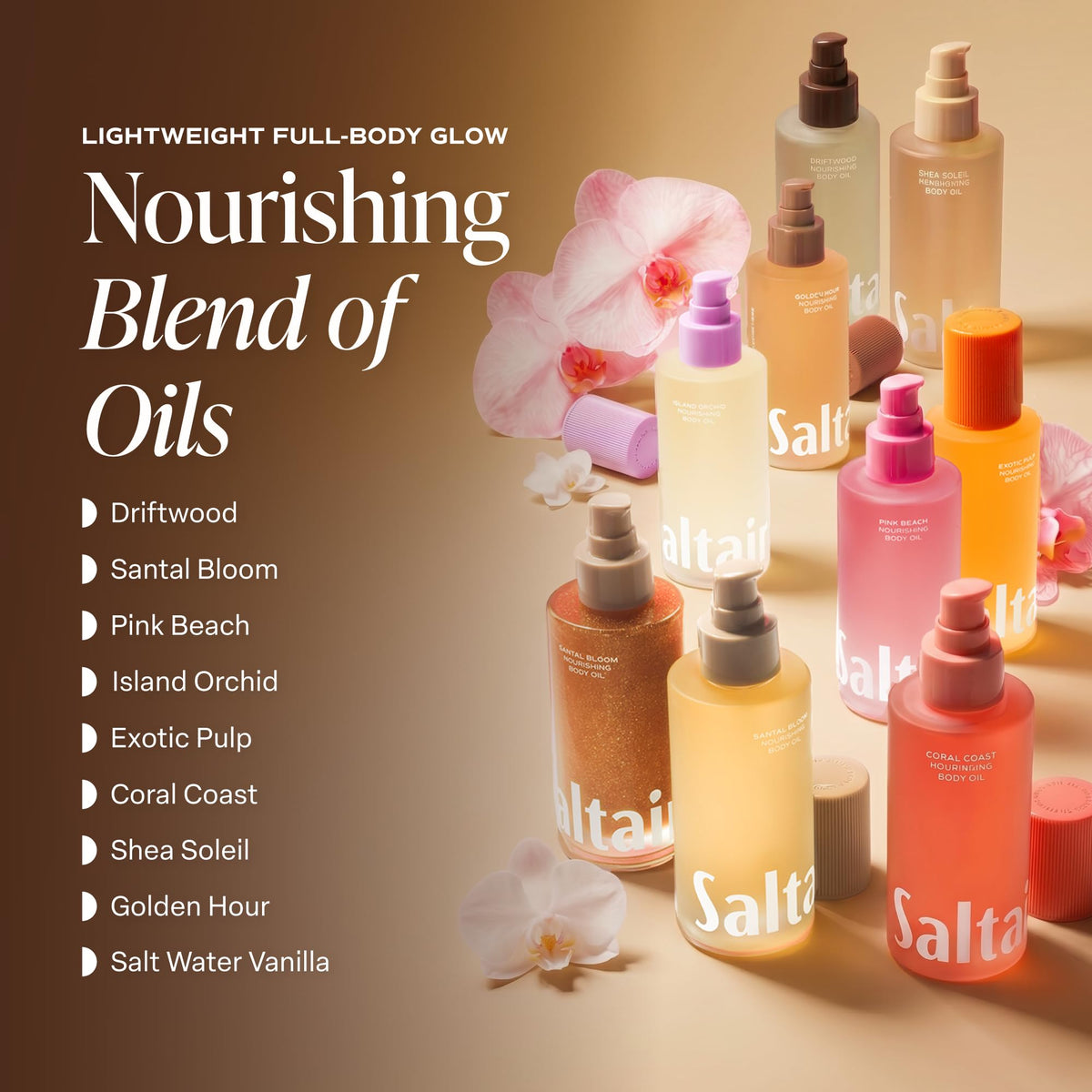 Saltair bottle with ingredient list highlighting nourishing oils