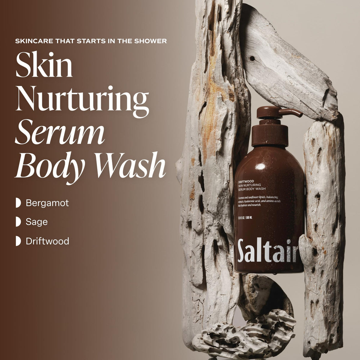 Saltair pump dispensing hydrating body wash for easy application