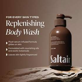Saltair bottle beside ruler showing 17 oz scale for value