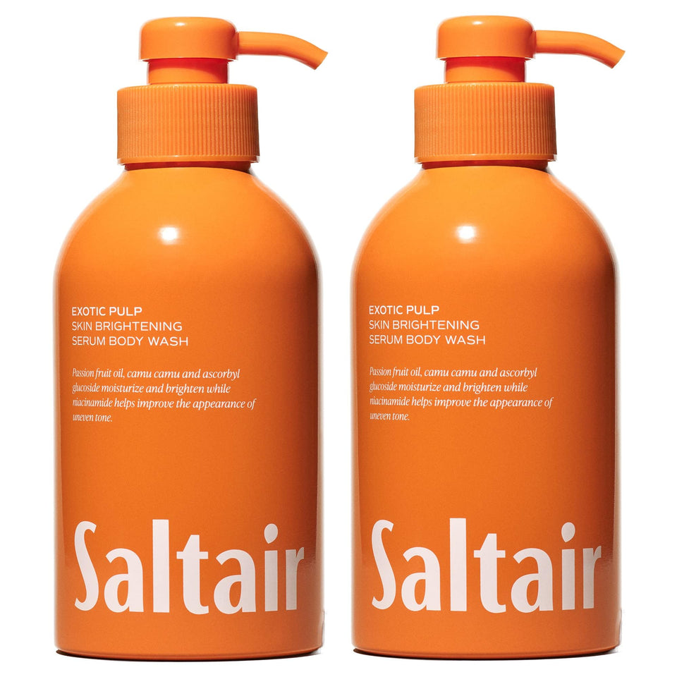 Saltair front packaging showing two 17oz bottles and Exotic Pulp scent benefit