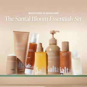 Display of kukui moringa and squalane oils used in Saltair emphasizing nourishing botanical benefits