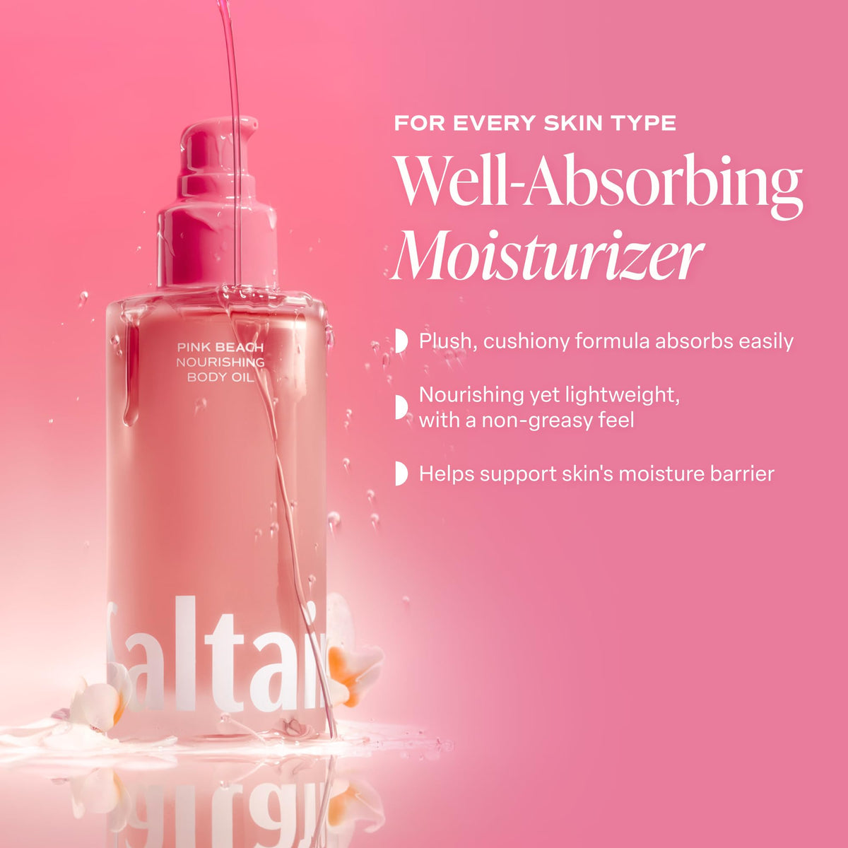 Saltair ingredient display with kukui moringa squalane for nourishing benefit