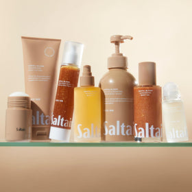 Saltair ingredient panel close-up showcasing glycerin and oils that support skin moisture