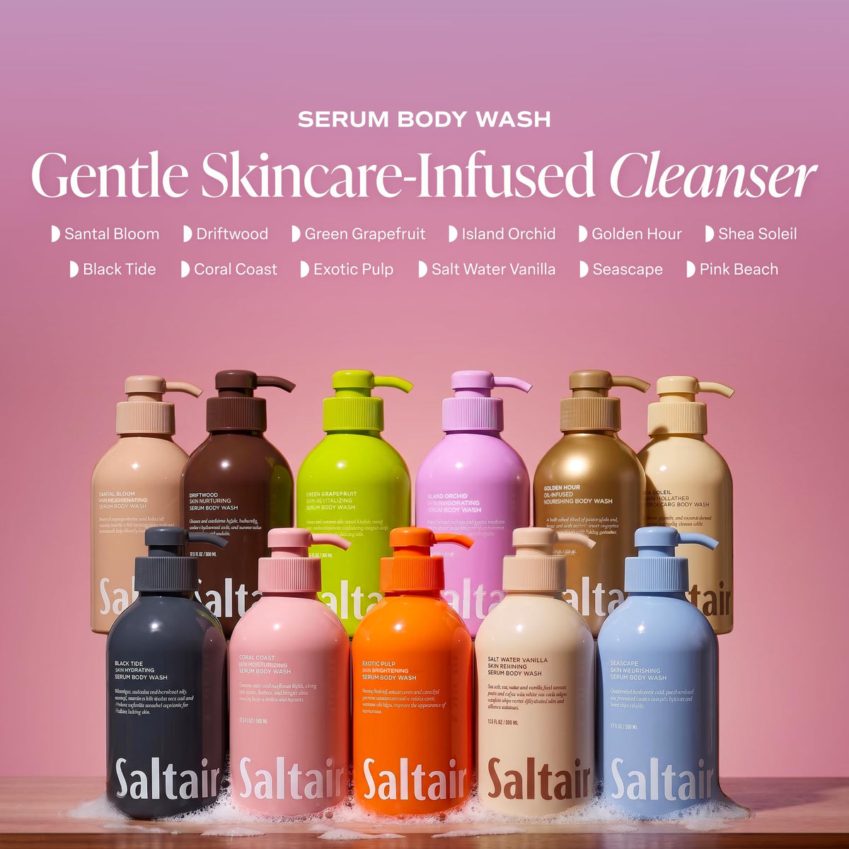 Saltair product ingredients display with orchid and hyaluronic acid benefit