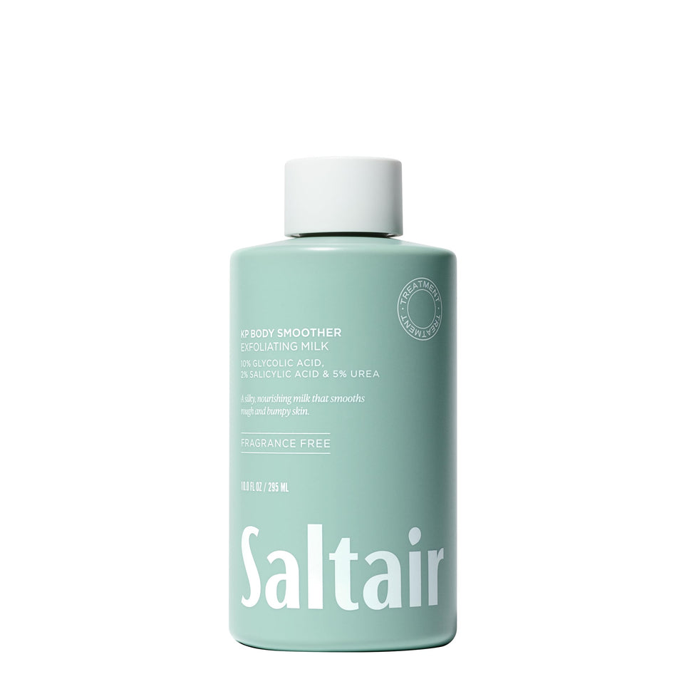 Saltair KP Body Milk front packaging showing bottle and benefits