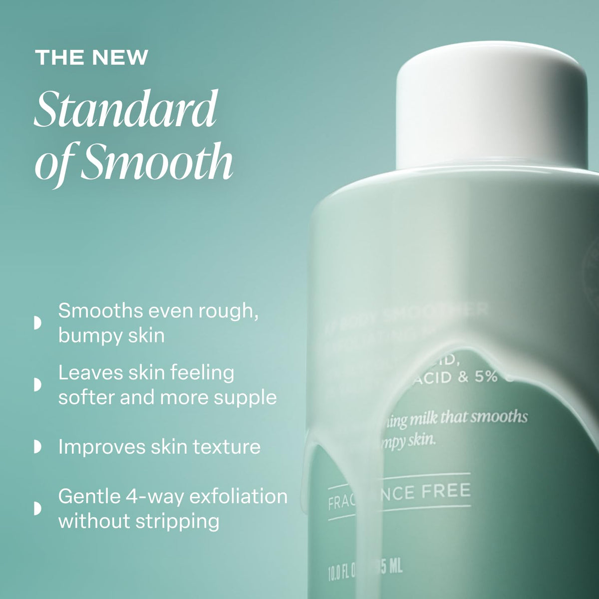 Saltair KP Body Milk pump and label detail highlighting active acids