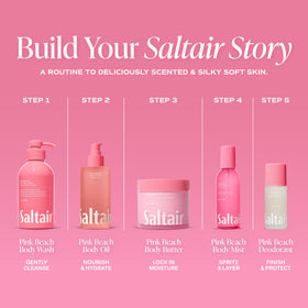 Saltair product label close-up showing vegan, cruelty-free, paraben-free benefits