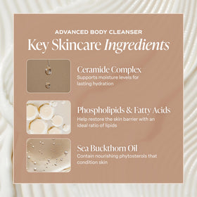Label close-up showing Saltair ceramide complex and multi-lipid hydration benefits