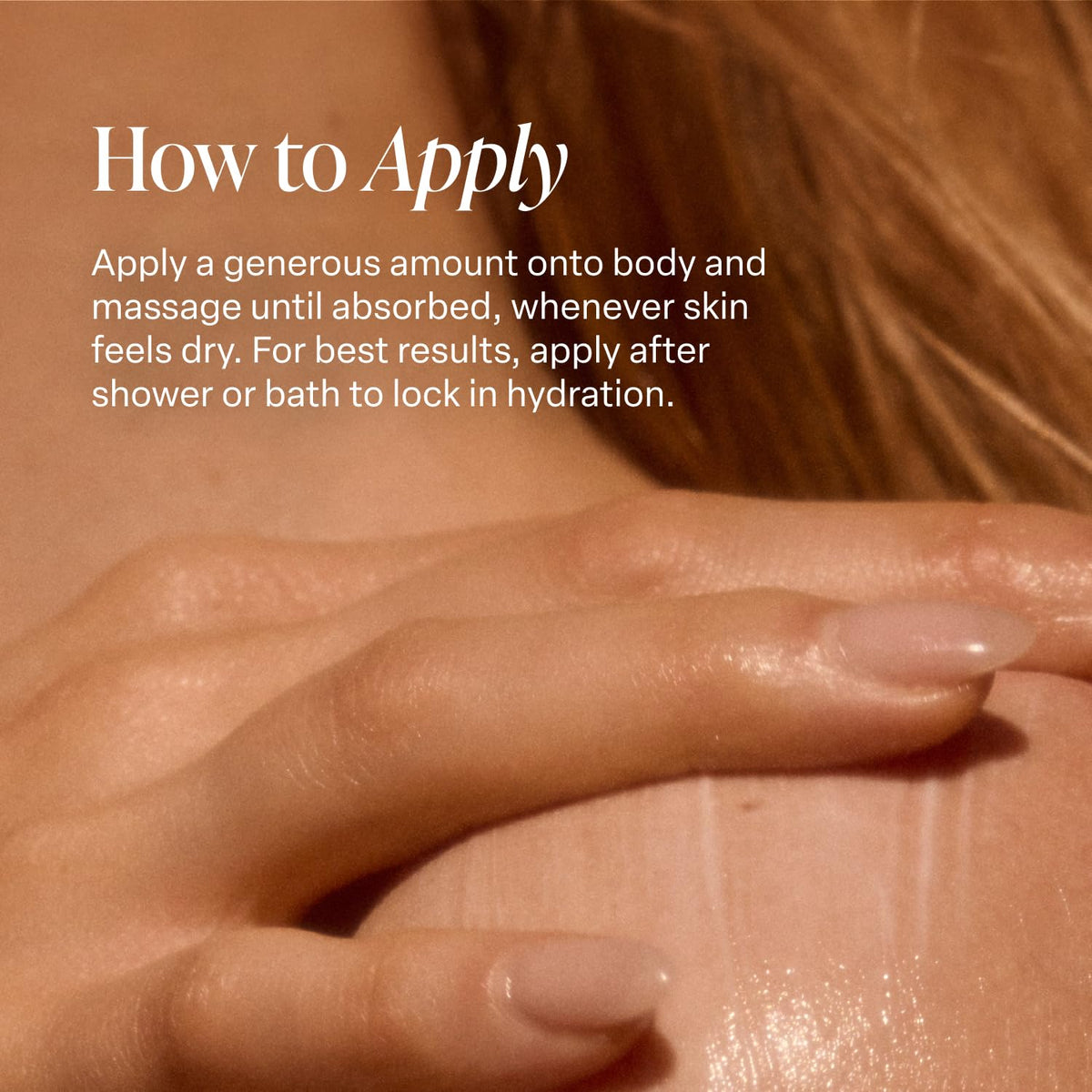 Saltair lotion in hand during application demonstrating smooth spreadability and hydration