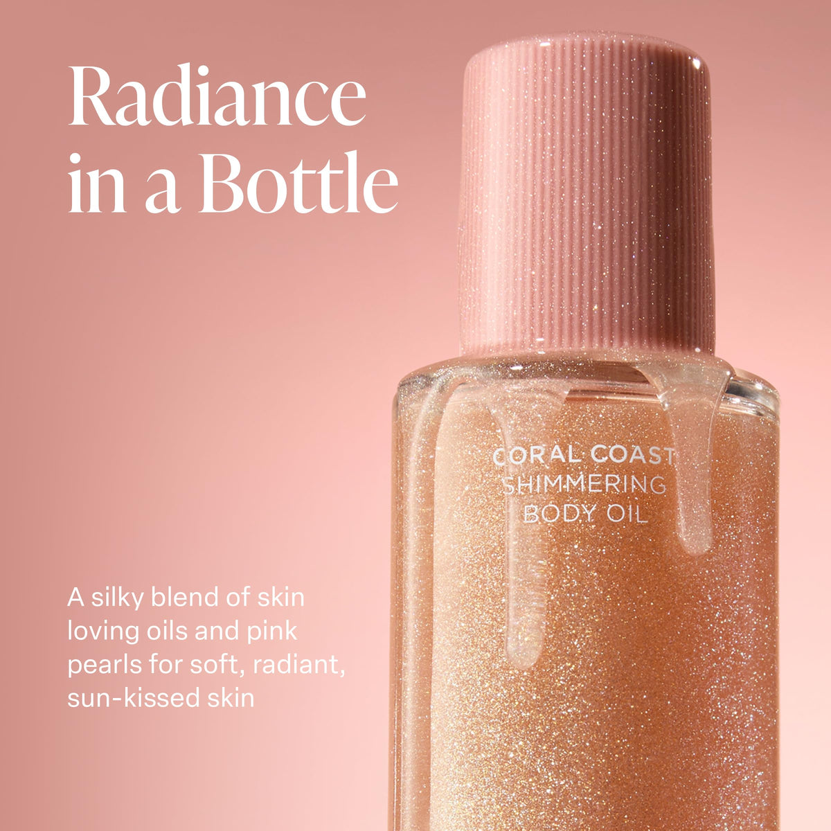 Saltair shimmering oil texture close-up, highlights lightweight absorption benefit