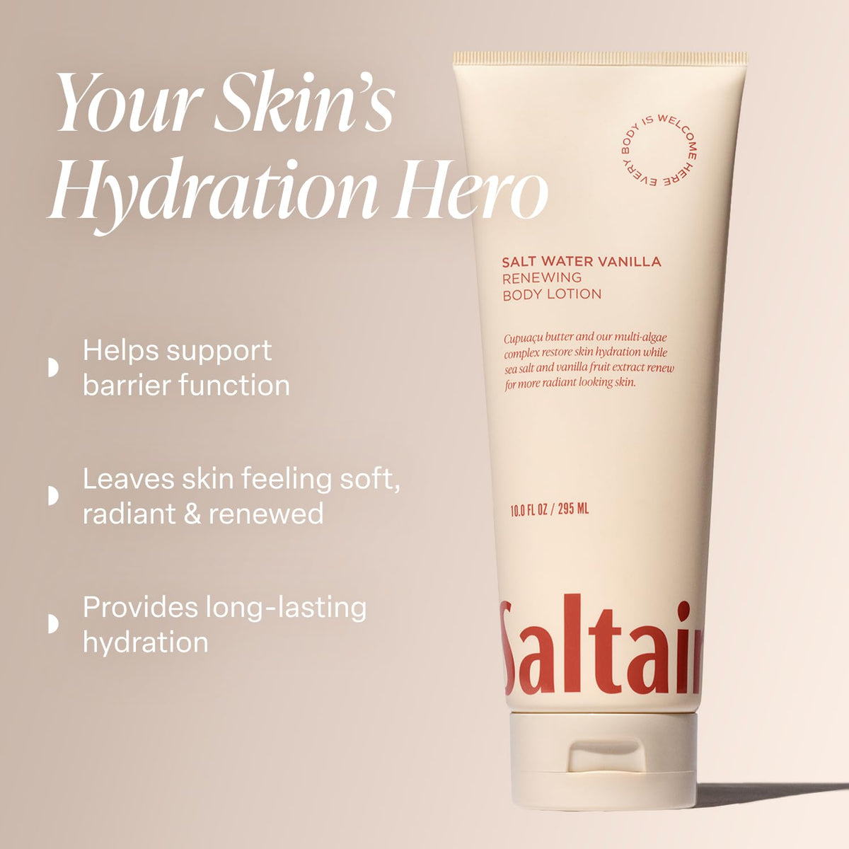 Saltair open tube with cream on nozzle showing easy dispensing and quick absorbency