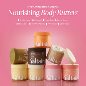 Applying Saltair body butter on arm to show smoothing and moisturize benefit