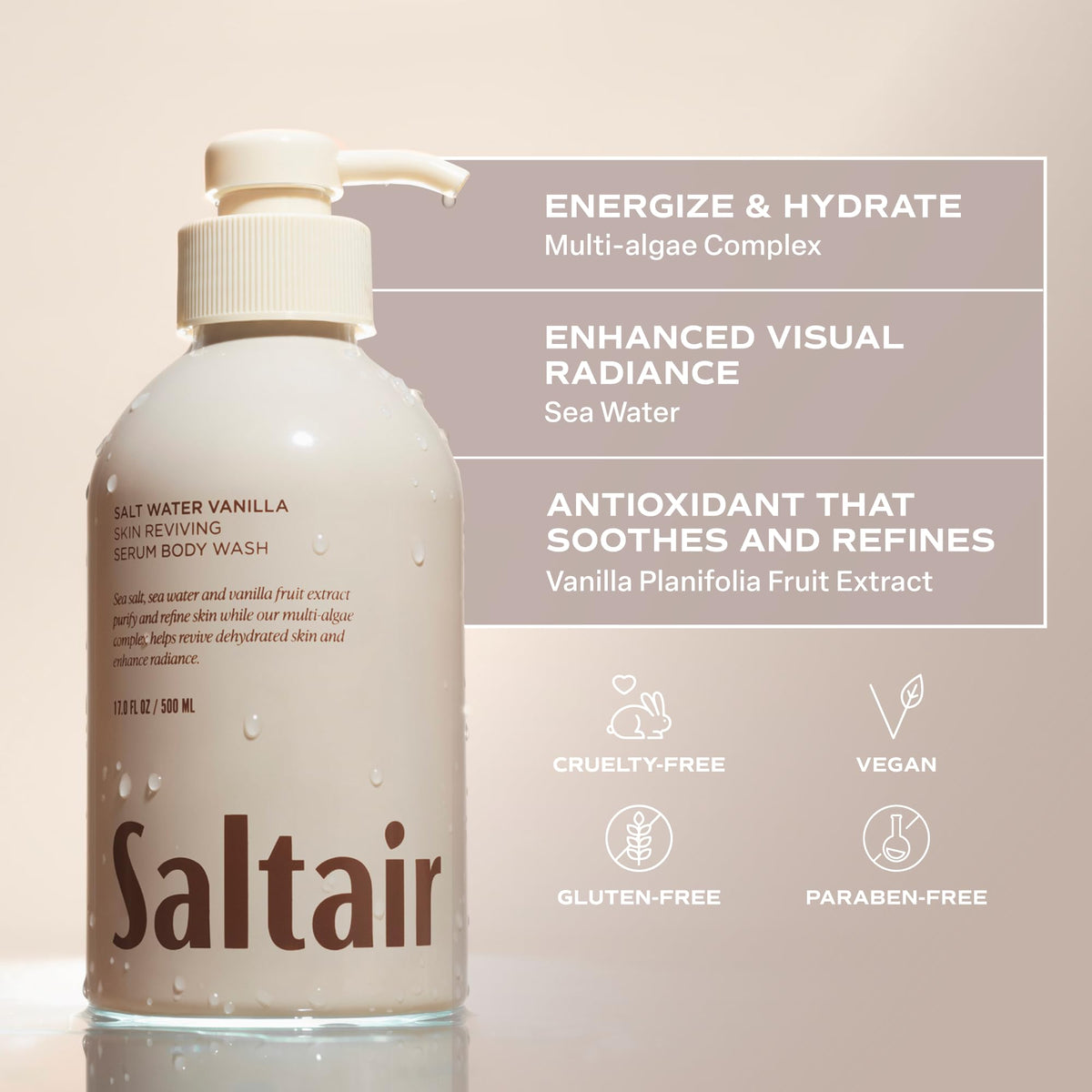 Saltair gel being poured into hand for controlled, hydrating application