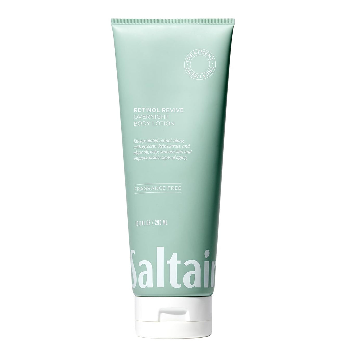 Saltair retinol revive pump bottle front showing product and easy dispensing for nightly use