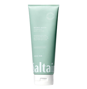 Saltair retinol revive pump bottle front showing product and easy dispensing for nightly use
