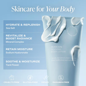 Saltair Seascape close-up label highlighting mineral complex and seascape fragrance benefit