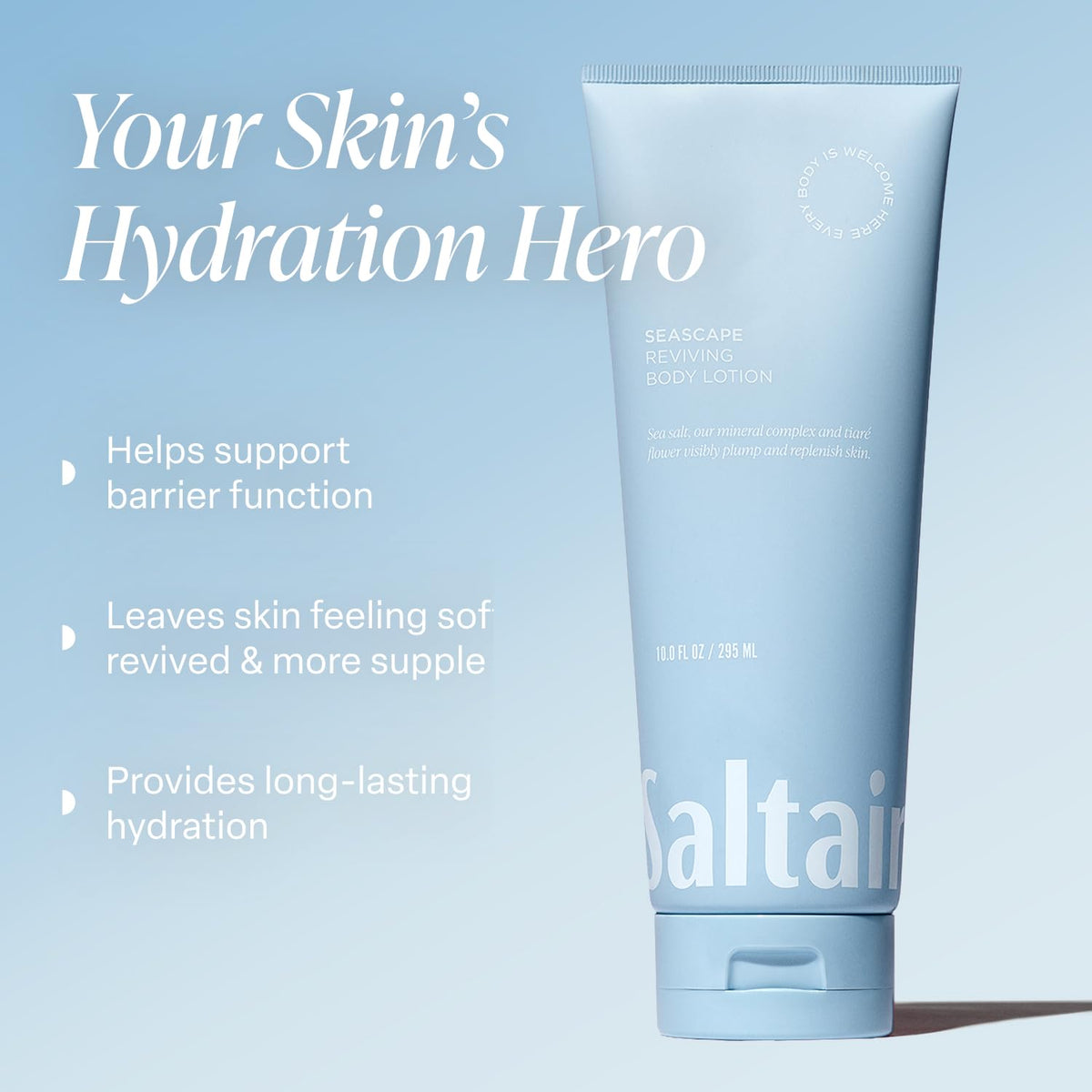 Saltair Seascape open-tube texture revealing creamy lotion and quick-absorbing finish