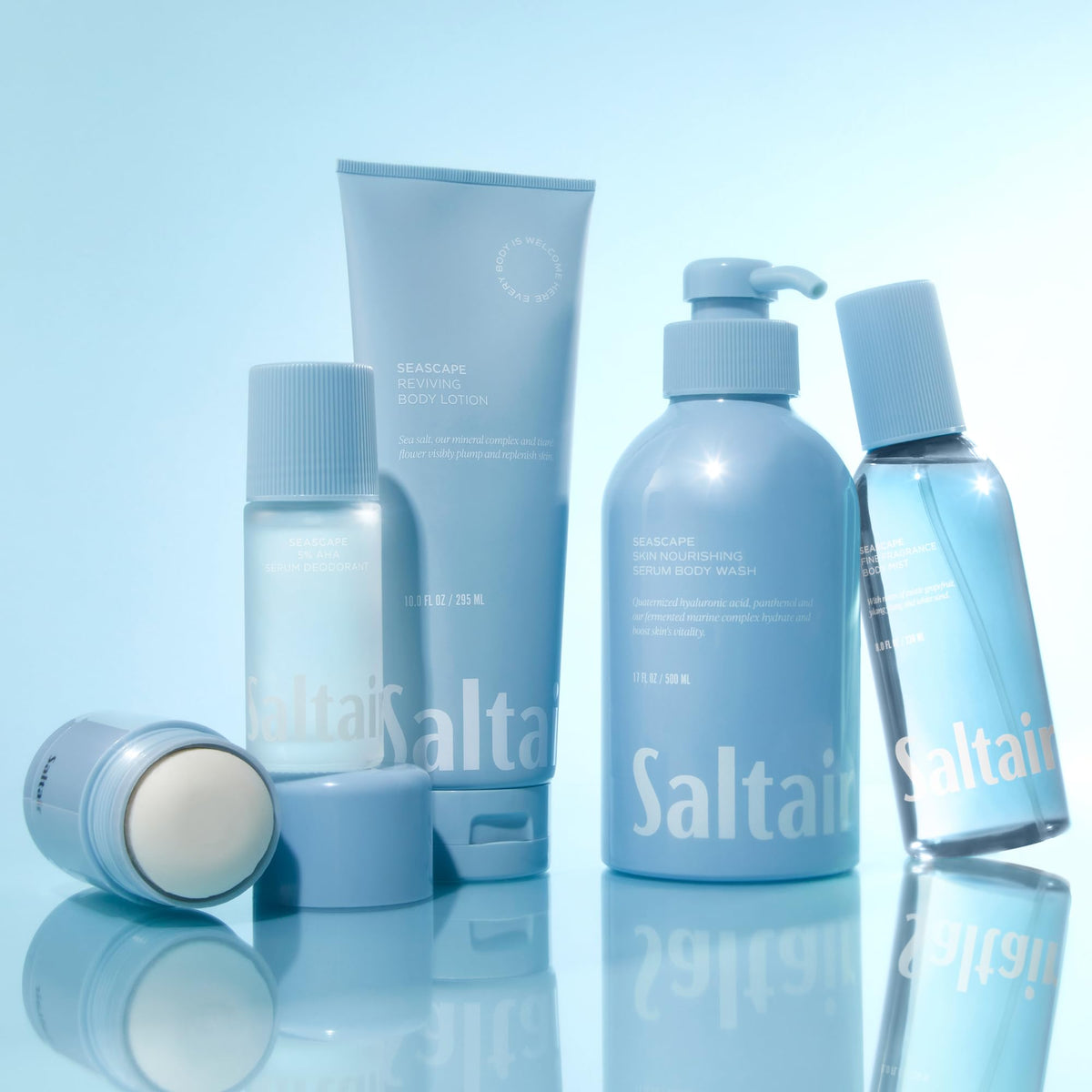 Saltair Seascape next to ruler for size comparison and travel-friendly 10oz portability