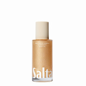 Saltair bottle in beach-style bathroom scene evoking warm, vanilla scent