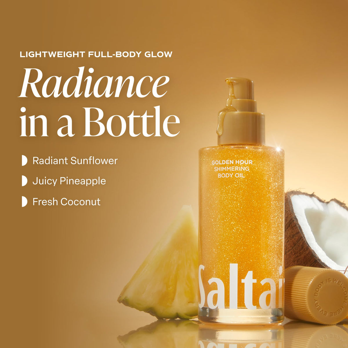 Saltair oil pouring to show lightweight texture and quick absorption