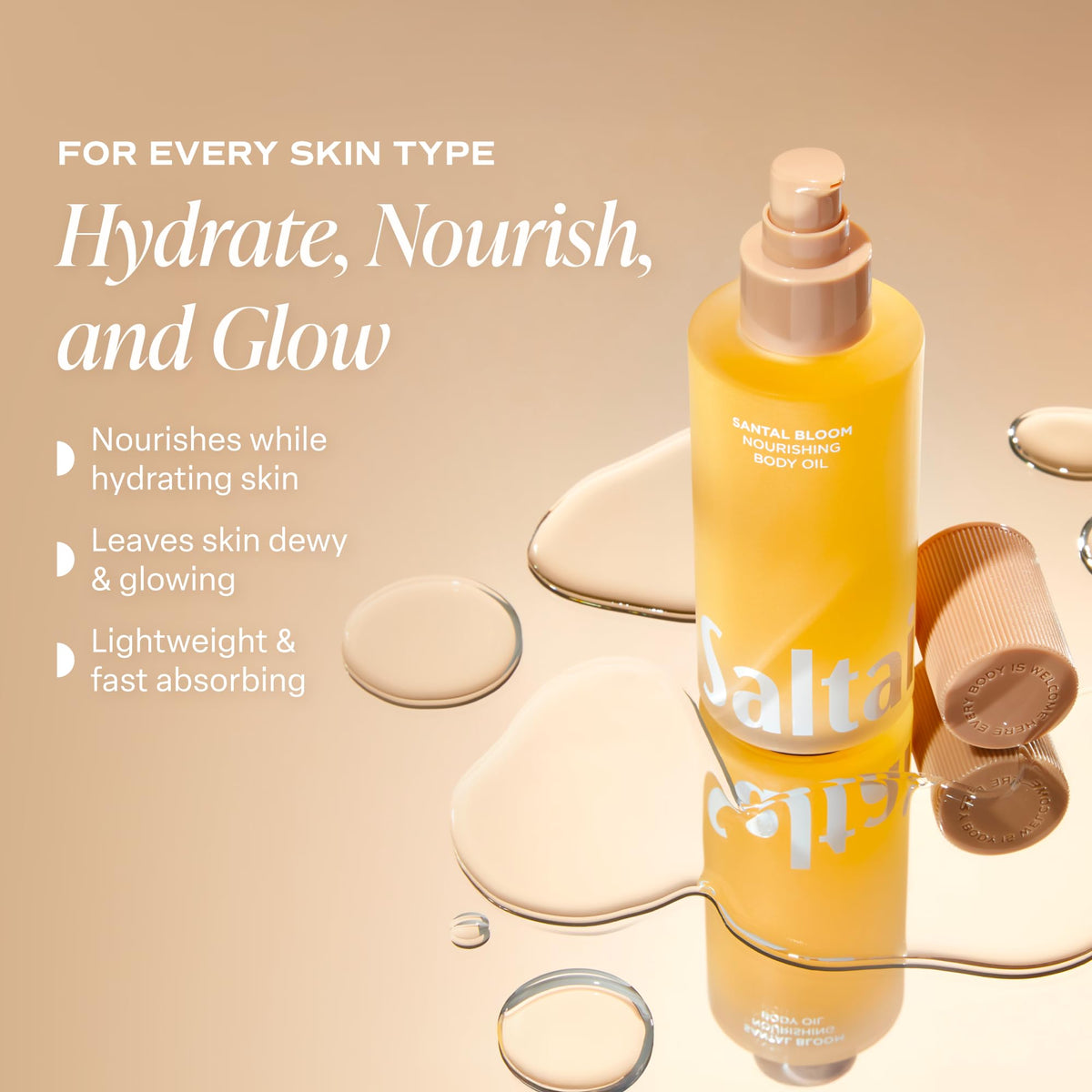 4oz Saltair bottle held in hand to show scale and travel-friendly, pump convenience