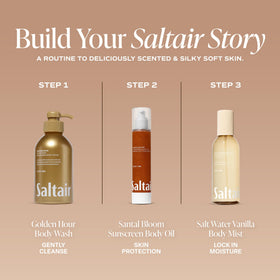 Saltair bottle inside a beach bag conveying on-the-go sun protection and convenience
