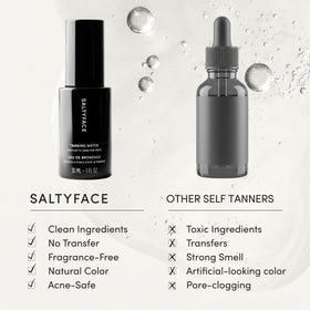 SALTYFACE application on face and neck demonstrating streak-free, targeted blending