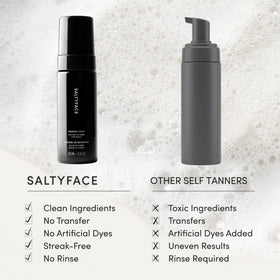 SALTYFACE legs being blended with foam, demonstrates even coverage benefit