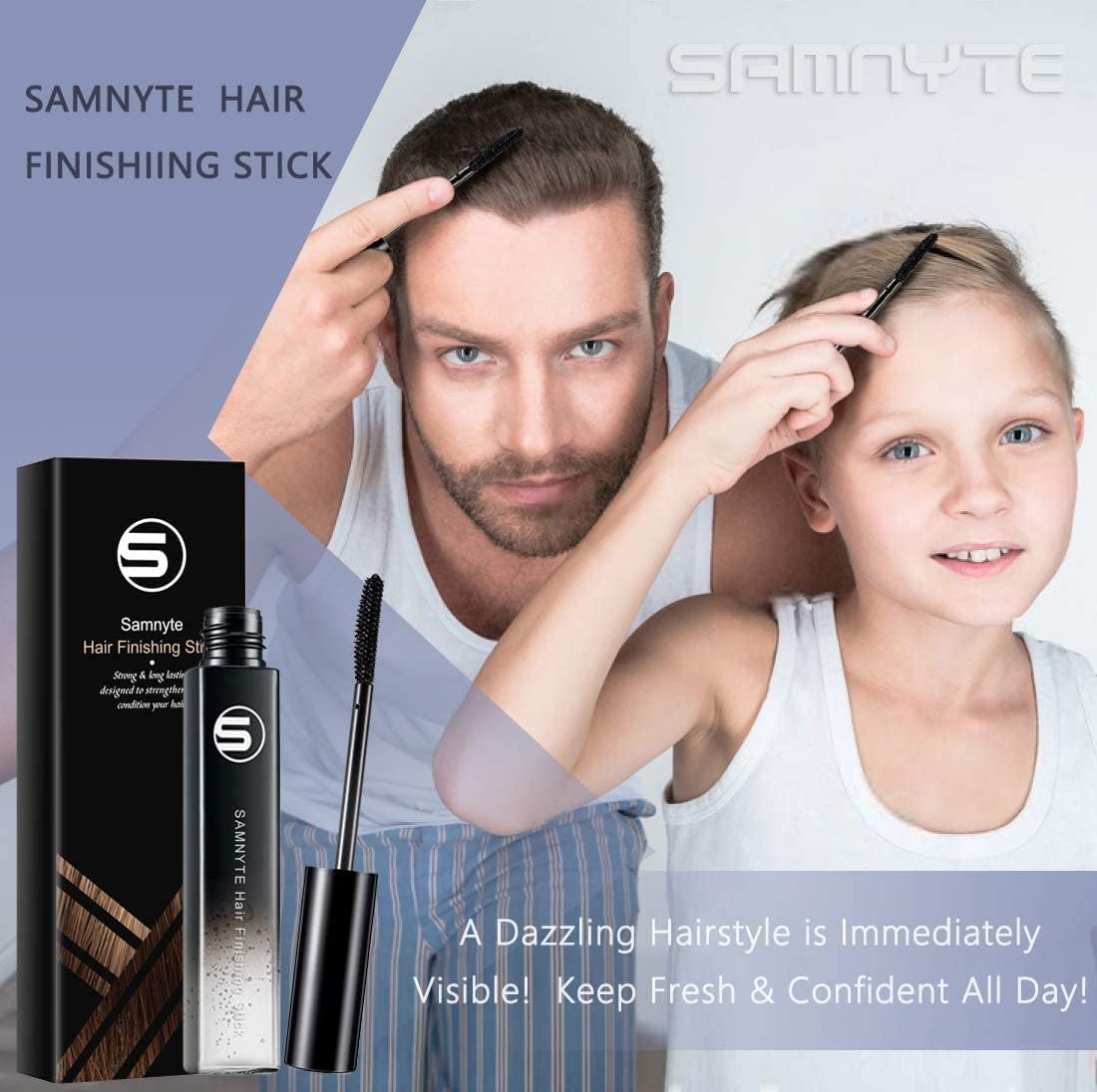 Samnyte brush applicator detail showing precise tip for targeted flyaway control