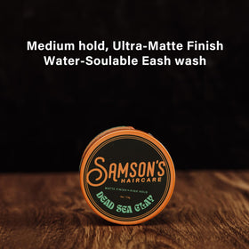 SAMSON'S HAIRCARE before and after style comparison showing matte definition