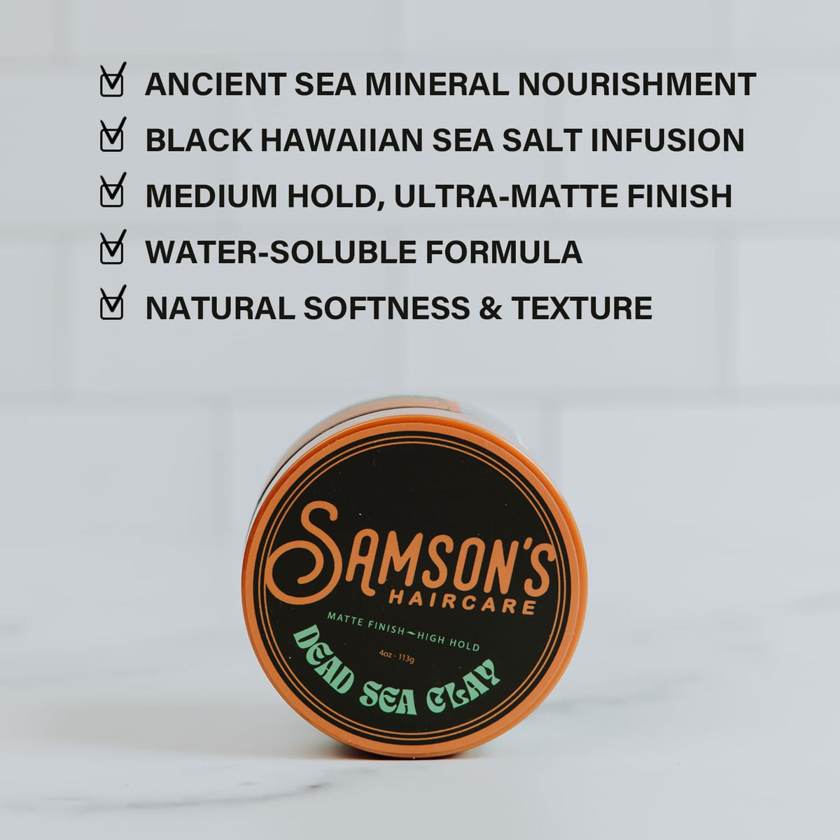 SAMSON'S HAIRCARE Black Hawaiian Sea Salt crystals emphasize texture and softness