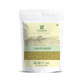 SAMYAM sidr powder front pouch showing product label and weight for clear identification and use