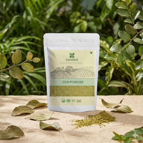 SAMYAM sidr powder texture close-up highlighting fine grind for easy paste mixing and even application