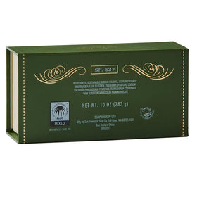 San Francisco Soap Company label close-up highlighting ingredients and clean formulation benefit
